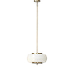 Featuring Tayden Frosted Globe Pendant by Four Hands at Amethyst Home. A frosted glass disk floats atop an antiqued brass iron frame in a low profile that works into a wide range of spaces. This piece is compatible with sloped ceilings.Overall Dimensions: 16.00"w x 16.00"d x 7.50"hWeight : 17.09 lbsMaterials : Glass, Iron. Amethyst Home provides interior design, new construction, custom furniture, and area rugs in the Salt Lake City metro area