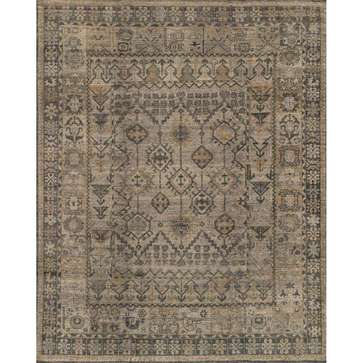 Tapis noué à la main en os/charbon Heirloom