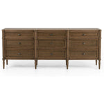 Made from toasted oak with slim legs, nine drawers bring antique European vibes to modern bedroom styling. This item has been modified to comply with the STURDY Act. See a full list of modified products and data changes in the “STURDY Act” file in the Downloads section below Amethyst Home provides interior design, new home construction design consulting, vintage area rugs, and lighting in the Dallas metro area.