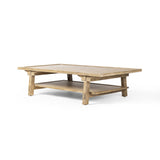 Featuring Trinity Distressed Light Oak Coffee Table by Four Hands at Amethyst Home. This Asian-inspired design made from light, distressed oak features mortise-and-tenon joinery, which connects protruding stretchers to sturdy legs. Lower shelving for bonus storage and display.Overall Dimensions: 65.00"w x 35.50"d x 16.00"hWeight : 127.87 lbsMaterials : Solid Oak, Poplar Eucalyptus. Amethyst Home provides interior design, new construction, custom furniture, and area rugs in the Calabasas metro area