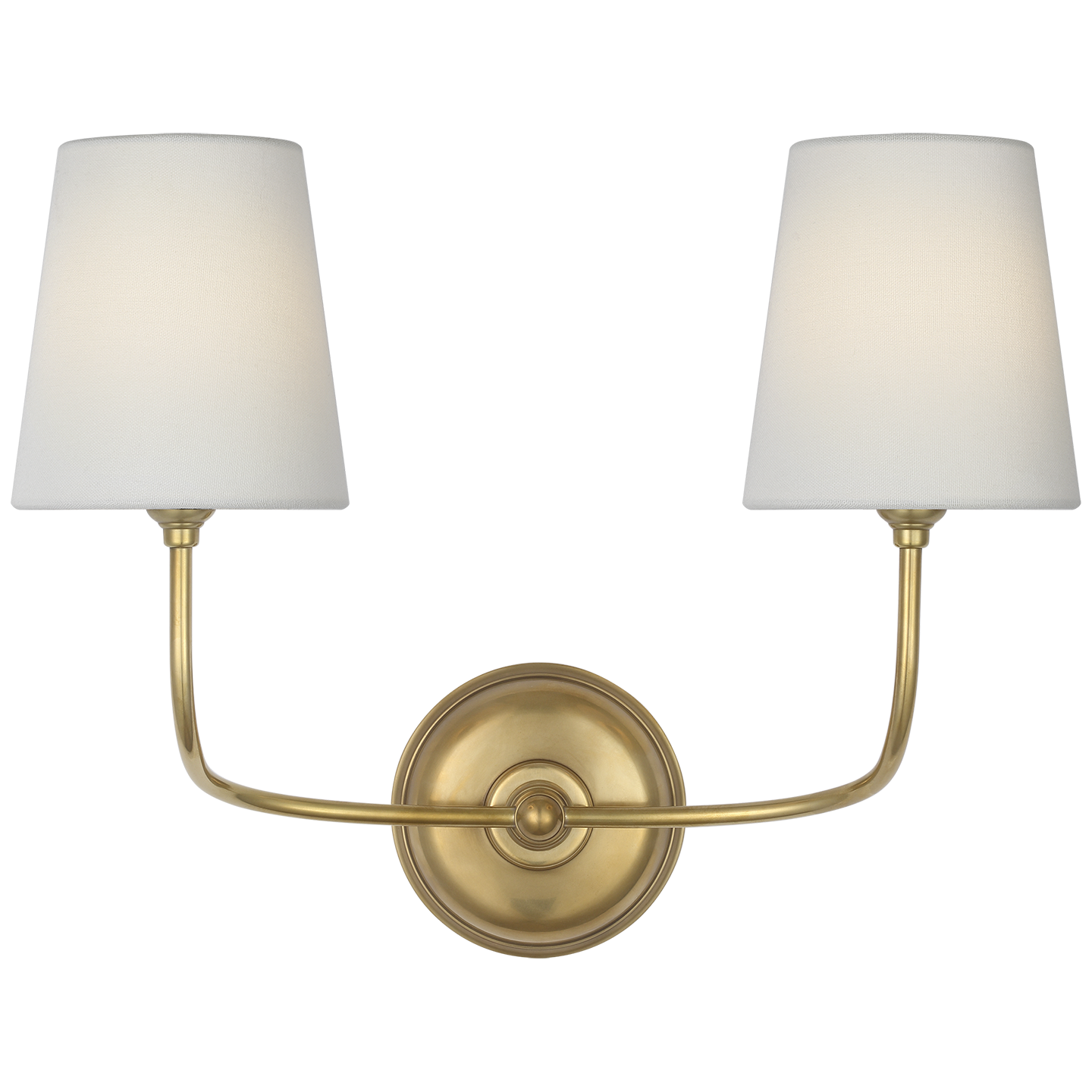 Featuring Vendome 16" Cordless Double Sconce Hand-Rubbed Antique Brass by Visual Comfort at Amethyst Home. Vendome 16" Cordless Double Sconce in Hand-Rubbed Antique Brass with Linen Shades
Overall Dimensions: 17.75" L x 17.75" W x 16.25" H Weight : 5 lbs.. Amethyst Home provides interior design, new construction, custom furniture, and area rugs in the Los Angeles metro area