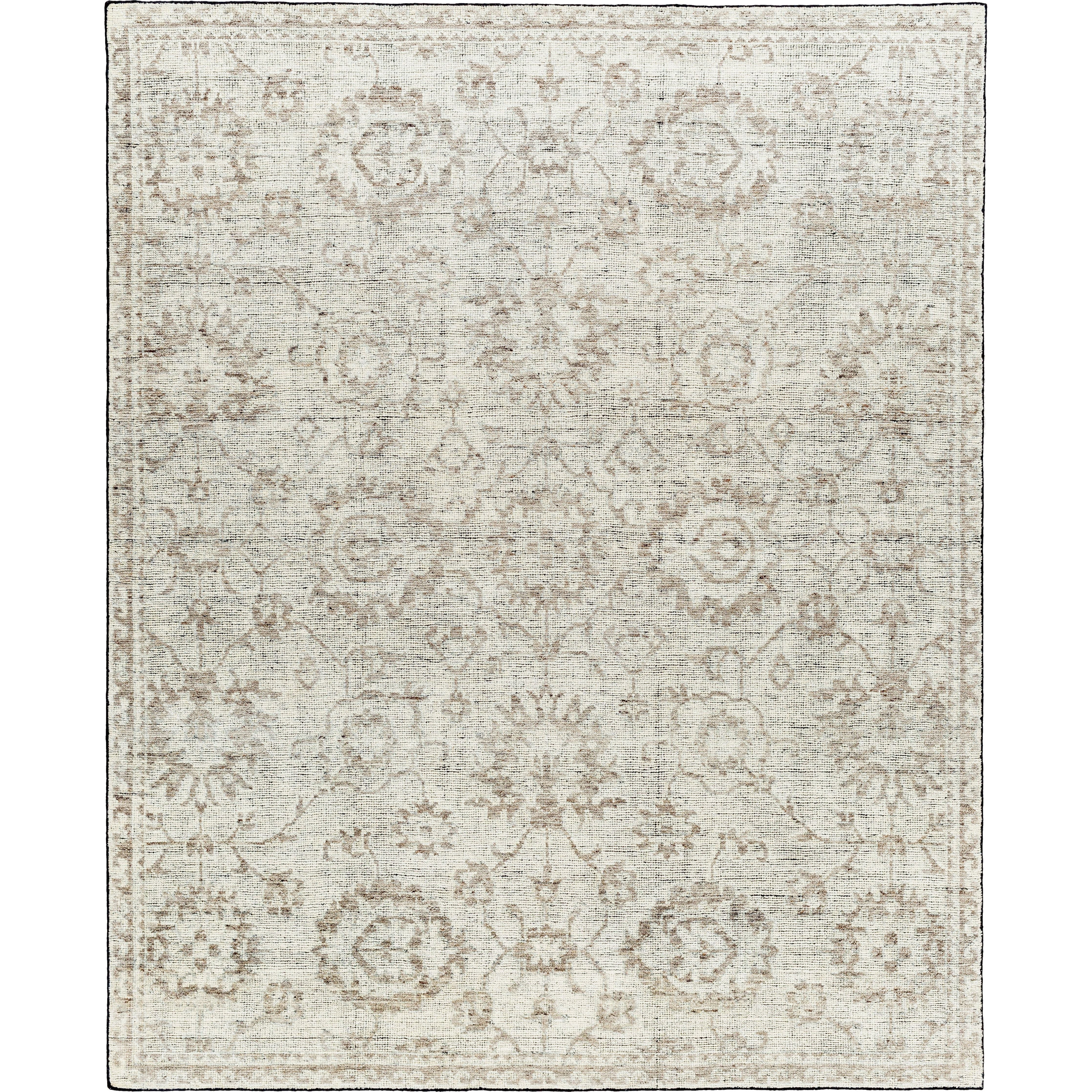 Featuring April Rug by Surya at Amethyst Home. A dreamy blend of classic motifs in hand-knotted wool.  This rug has an extra special black base with a natural wool and cashew design.
Easy to vacuum and enjoy for years to come.  We love that this style in minimal shedding and can be cleaned with soap and water..  Amethyst Home provides interior design, new home construction design consulting, vintage area rugs, and lighting in the Omaha metro area.