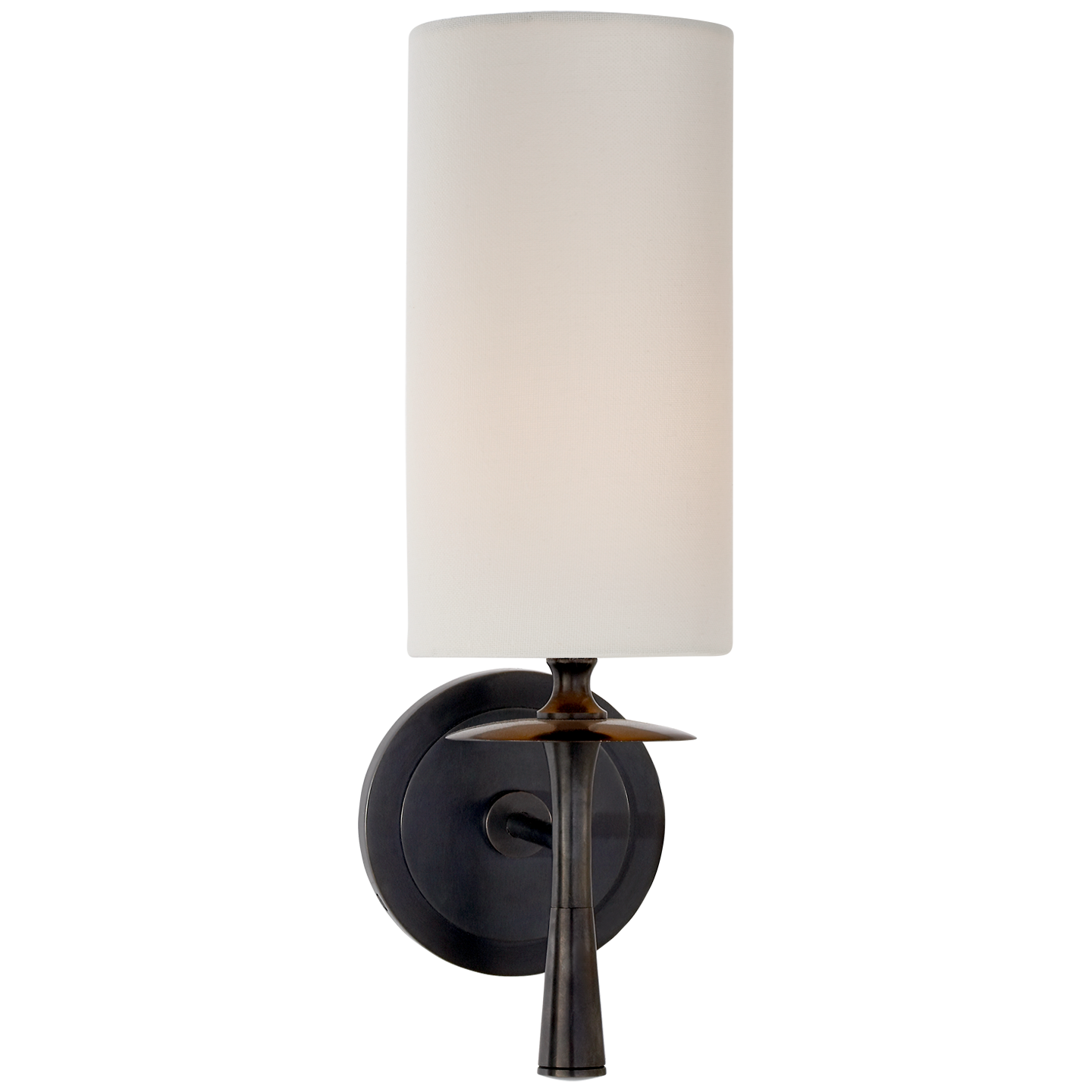 Featuring Drunmore Single Sconce by Visual Comfort at Amethyst Home. The Drunmore Single Sconce by AERIN combines traditional design with contemporary detailing. The modern design is finished in solid bronze or bronze with crystal detailing, and the elongated shade in either linen or white glass casts abundant illumination for hallways or bathrooms. Ideal .  Amethyst Home provides interior design, new home construction design consulting, vintage area rugs, and lighting in the Nashville metro area.
