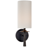 Featuring Drunmore Single Sconce by Visual Comfort at Amethyst Home. The Drunmore Single Sconce by AERIN combines traditional design with contemporary detailing. The modern design is finished in solid bronze or bronze with crystal detailing, and the elongated shade in either linen or white glass casts abundant illumination for hallways or bathrooms. Ideal .  Amethyst Home provides interior design, new home construction design consulting, vintage area rugs, and lighting in the Nashville metro area.