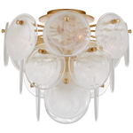 Featuring Loire Medium Tiered Flush Mount by Visual Comfort at Amethyst Home. The Loire by AERIN evokes mid-century Italian elegance while adding modern updates in design and finishes. The fluid and dynamic silhouettes cascade and inspire through the distinctive glow of light softly filtered through hand-blown white strié glass discs. Larger pieces ca.  Amethyst Home provides interior design, new home construction design consulting, vintage area rugs, and lighting in the Newport Beach metro area.