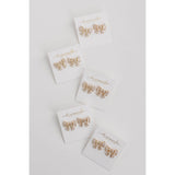 Gold Maxi Sparkler Holiday Statement Stud Bow Earrings