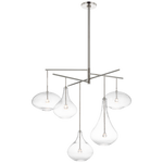 Featuring Lomme XL Chandelier by Visual Comfort at Amethyst Home. The Lomme by Champalimaud showcases poetic silhouettes with hand-blown clear glass shades in the form of water droplets. These are gracefully suspended from gunmetal, nickel, or brass armatures in two types of chandeliers or as a single pendant and are beautiful both lit and unlit—inspirational.  Amethyst Home provides interior design, new home construction design consulting, vintage area rugs, and lighting in the Boston metro area.