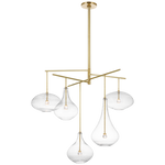 Featuring Lomme XL Chandelier by Visual Comfort at Amethyst Home. The Lomme by Champalimaud showcases poetic silhouettes with hand-blown clear glass shades in the form of water droplets. These are gracefully suspended from gunmetal, nickel, or brass armatures in two types of chandeliers or as a single pendant and are beautiful both lit and unlit—inspirational .  Amethyst Home provides interior design, new home construction design consulting, vintage area rugs, and lighting in the Tampa metro area.