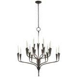 Featuring Aiden Large Chandelier by Visual Comfort at Amethyst Home. Effortlessly combining mid-century and medieval elements, Chapman & Myers' Aiden showcases hammered steel, manipulated with traditional hand-applied techniques to enhance its unexpected textures. The sculptural silhouettes boast details inspired by calla lilies that lend an organic touch.  Amethyst Home provides interior design, new home construction design consulting, vintage area rugs, and lighting in the Scottsdale metro area.