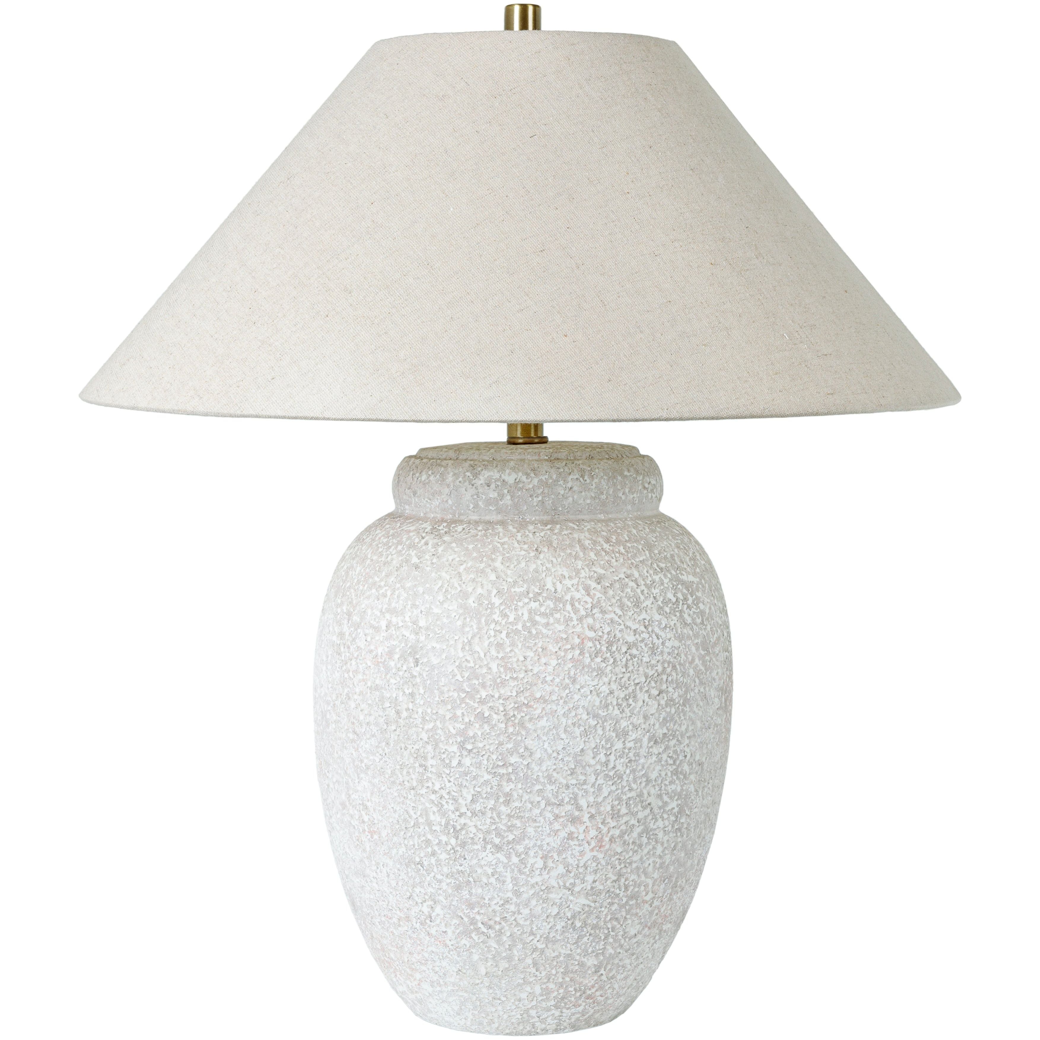 Featuring Cathryn Table Lamp by Surya at Amethyst Home. The Cathryn Lamp is generously sized and gives all those warm 90's vibes.  Pair with organic layers for a chic, soft modern look.
Overall Dimensions: 29"H x 23"W x 23"DSwitch Type: 3-WayNumber of bulbs: 1E-26/100 WUL CUL Certified.  Amethyst Home provides interior design, new home construction design consulting, vintage area rugs, and lighting in the Austin metro area.
