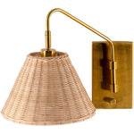 Featuring Stephi Wall Sconce by Surya at Amethyst Home. A fab mix of rattan and brass -- the Stephi wall sconce is a beautiful way to upgrade a space.  Enjoy a pivot shade and a cute little knob to turn on and off.
Fixture Dimensions: 15"L x 10"W x 12"HE-26/40 WUL CUL Certified.  Amethyst Home provides interior design, new home construction design consulting, vintage area rugs, and lighting in the Park City metro area.