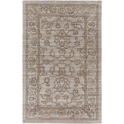 Featuring Hightower Brown Hand-Knotted Rug by Surya at Amethyst Home. The Hightower Collection showcases traditional inspired designs that exemplify timeless styles of elegance, comfort, and sophistication. With their Hand-Knotted construction, these rugs provide a durability that can not be found in other handmade constructions, and boasts the ability to be .  Amethyst Home provides interior design, new home construction design consulting, vintage area rugs, and lighting in the Dallas metro area.