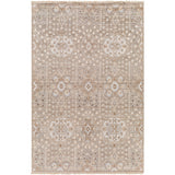 Featuring Kushal Dolores Hand-Knotted Rug by Surya at Amethyst Home. The Kushal Dolores rug is a stylish vintage-inspired piece crafted from a blend of soft viscose and wool. The lush taupe tones, contrasted with ice blues, creates a bright and bold statement for any living or dining room. The perfect addition for any interior, the Kushal Rug will bring a touch of class to y. Amethyst Home provides interior design, new construction, custom furniture, and area rugs in the Austin metro area KUS-2303