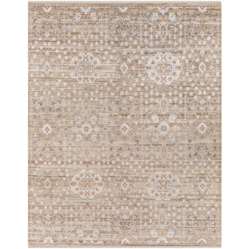 Featuring Kushal Dolores Hand-Knotted Rug by Surya at Amethyst Home. The Kushal Dolores rug is a stylish vintage-inspired piece crafted from a blend of soft viscose and wool. The lush taupe tones, contrasted with ice blues, creates a bright and bold statement for any living or dining room. The perfect addition for any interior, the Kushal Rug will bring a touch of class to. Amethyst Home provides interior design, new construction, custom furniture, and area rugs in the Portland metro area KUS-2303