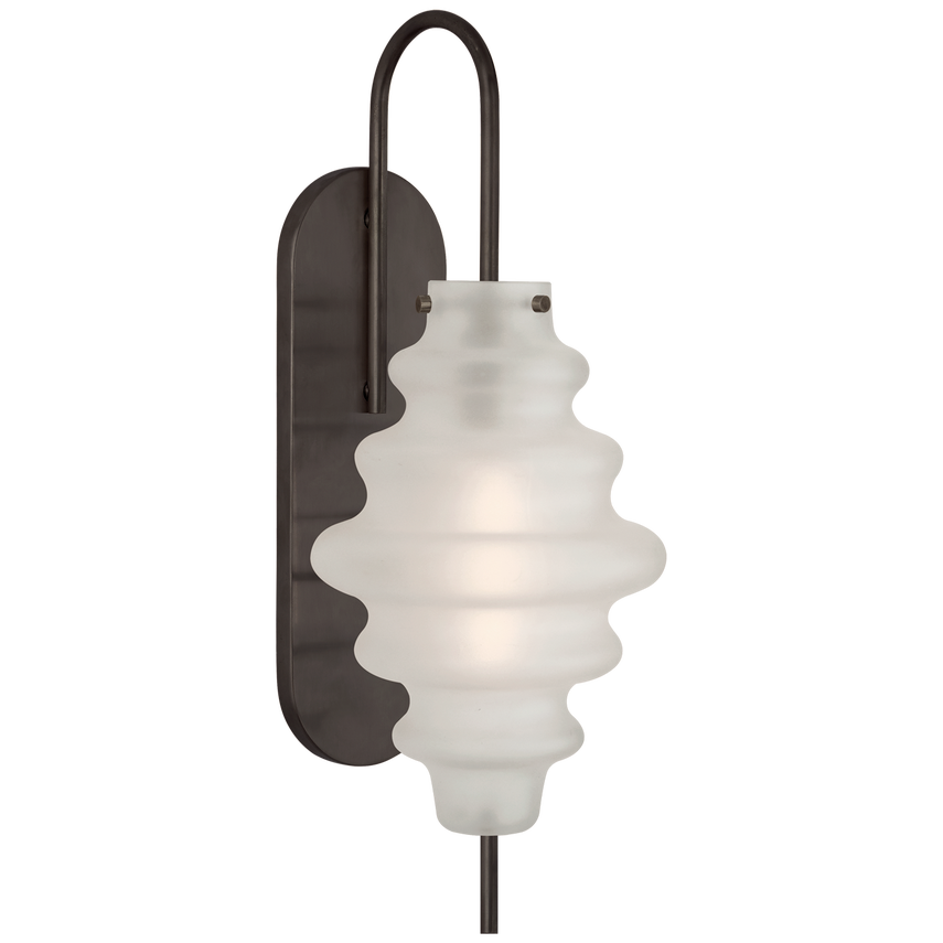 Featuring Tableau Large Sconce by Visual Comfort at Amethyst Home. Defined by its signature glass shade with undulating, circular lines, Kelly Wearstler's Tableau series embodies modern classic design. Mixing metal with clear or textured volcanic glass, the unique forms create elegant flush mounts and sconces that are ideal for any space.Overall Dimensions: 6.  Amethyst Home provides interior design, new home construction design consulting, vintage area rugs, and lighting in the Dallas metro area.