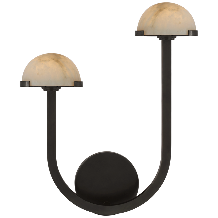 Featuring Pedra 15" Asymetrical Left Sconce by Visual Comfort at Amethyst Home. Ultra-modern yet warm and welcoming, the Kelly Wearstler Pedra series showcases elegant metal forms accented by the natural beauty and versatility of alabaster. Domed shades complement both linear and rounded metal lines, creating clean silhouettes that will illuminate contem.  Amethyst Home provides interior design, new home construction design consulting, vintage area rugs, and lighting in the Kansas City metro area.