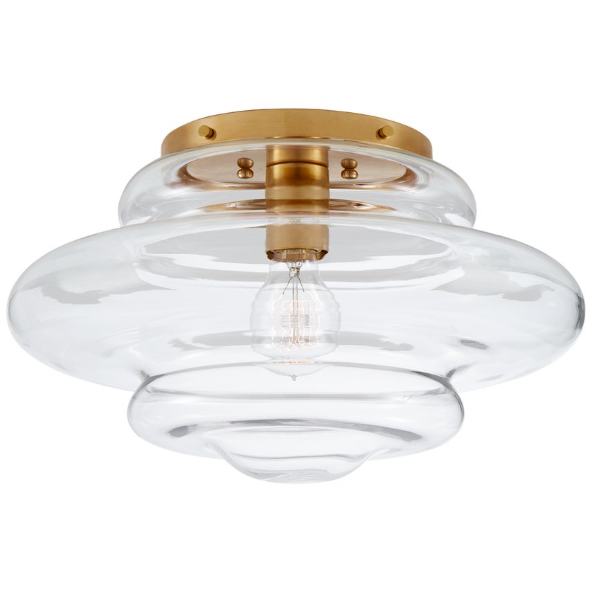 Featuring Tableau Medium Flush Mount by Visual Comfort at Amethyst Home. Defined by its signature glass shade with undulating, circular lines, Kelly Wearstler's Tableau series embodies modern classic design. Mixing metal with clear or textured volcanic glass, the unique forms create elegant flush mounts and sconces that are ideal for any space.Overall Dimensio.  Amethyst Home provides interior design, new home construction design consulting, vintage area rugs, and lighting in the Tampa metro area.