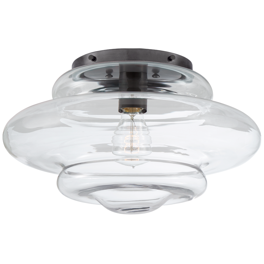 Featuring Tableau Medium Flush Mount by Visual Comfort at Amethyst Home. Defined by its signature glass shade with undulating, circular lines, Kelly Wearstler's Tableau series embodies modern classic design. Mixing metal with clear or textured volcanic glass, the unique forms create elegant flush mounts and sconces that are ideal for any space.Overall.  Amethyst Home provides interior design, new home construction design consulting, vintage area rugs, and lighting in the Salt Lake City metro area.