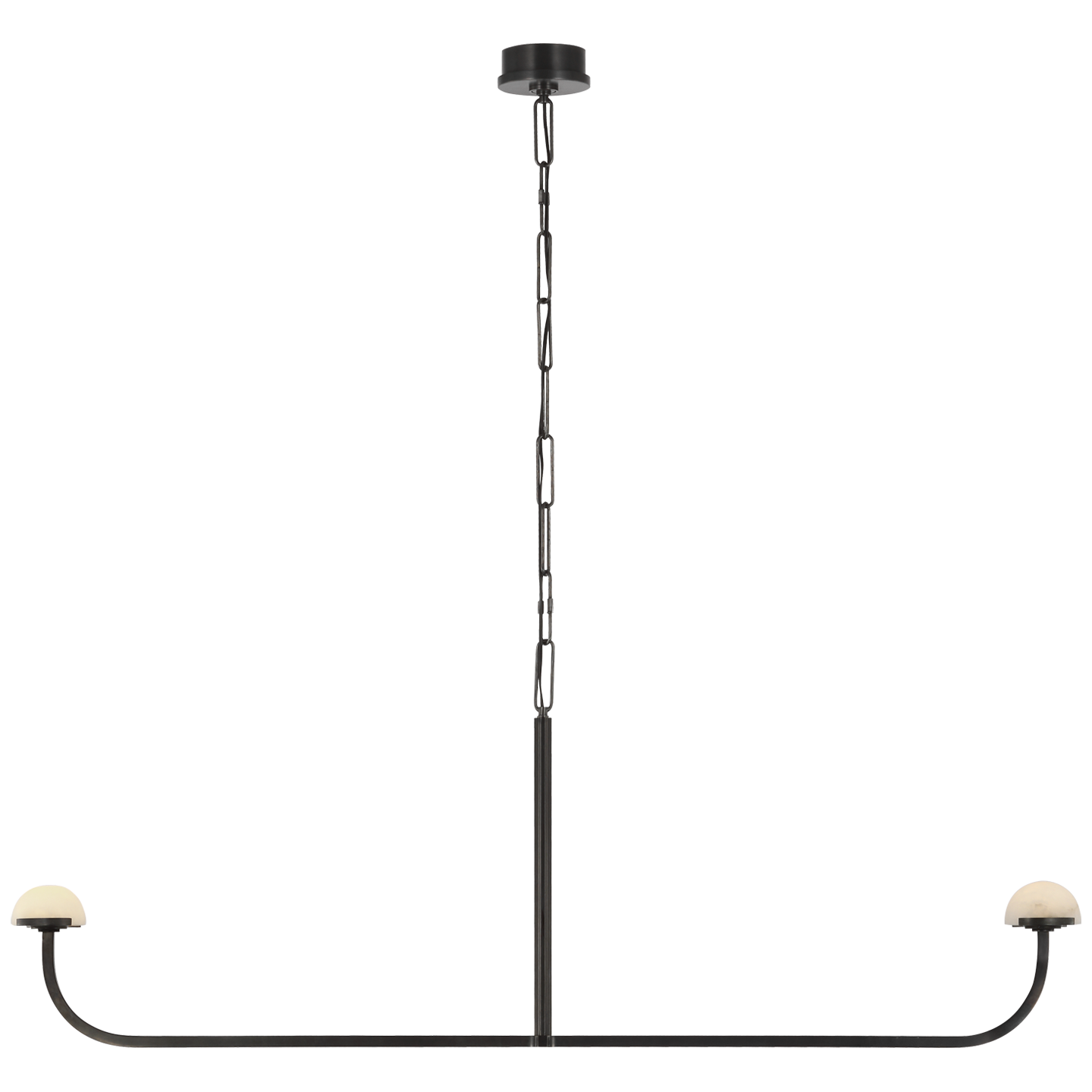 Featuring Pedra 56" Linear Chandelier by Visual Comfort at Amethyst Home. The Pedra Linear Chandelier, measuring 56 inches, is elegantly crafted in Antique-Burnished Brass and features stunning Alabaster accents.Overall Dimensions: 56.75" L x 56.75" W x 21.5" HWeight: 10 lbs..  Amethyst Home provides interior design, new home construction design consulting, vintage area rugs, and lighting in the Calabasas metro area.