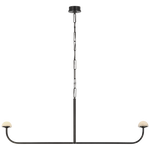 Featuring Pedra 56" Linear Chandelier by Visual Comfort at Amethyst Home. The Pedra Linear Chandelier, measuring 56 inches, is elegantly crafted in Antique-Burnished Brass and features stunning Alabaster accents.Overall Dimensions: 56.75" L x 56.75" W x 21.5" HWeight: 10 lbs..  Amethyst Home provides interior design, new home construction design consulting, vintage area rugs, and lighting in the Calabasas metro area.