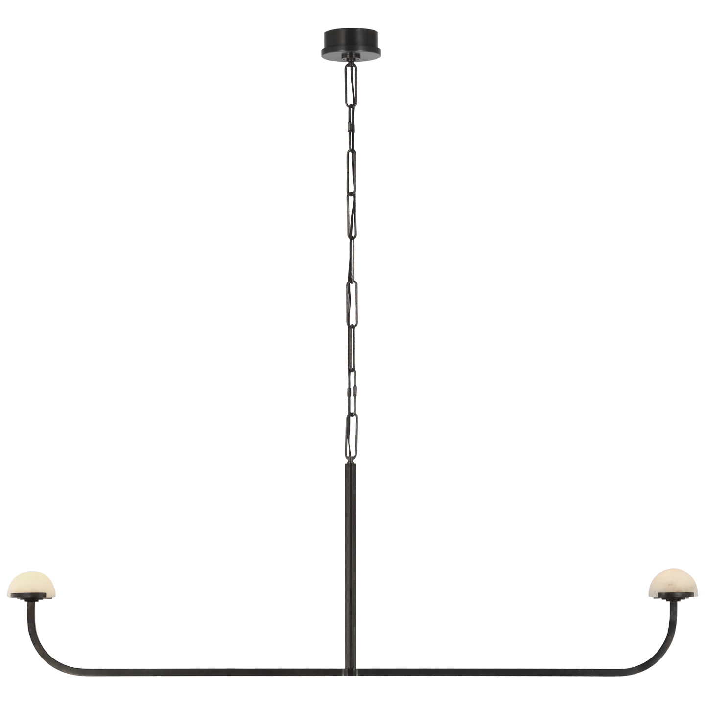 Featuring Pedra 56" Linear Chandelier by Visual Comfort at Amethyst Home. The Pedra Linear Chandelier, measuring 56 inches, is elegantly crafted in Antique-Burnished Brass and features stunning Alabaster accents.Overall Dimensions: 56.75" L x 56.75" W x 21.5" HWeight: 10 lbs..  Amethyst Home provides interior design, new home construction design consulting, vintage area rugs, and lighting in the Los Angeles metro area.