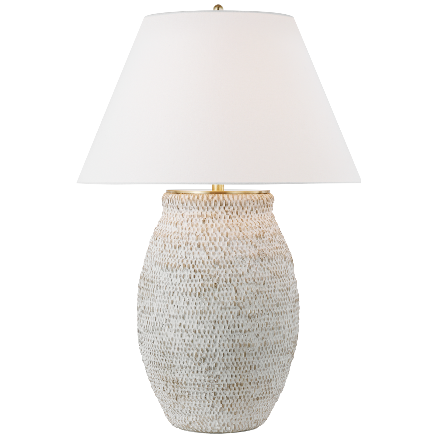Featuring Avedon Large Table Lamp by Visual Comfort at Amethyst Home. Discover the Avedon Large Table Lamp, featuring a natural rattan design and a linen shade for a stylish and functional addition to any space.
Overall Dimensions: 23" L x 23" W x 33" HWeight: 15 lbs..  Amethyst Home provides interior design, new home construction design consulting, vintage area rugs, and lighting in the Tampa metro area.