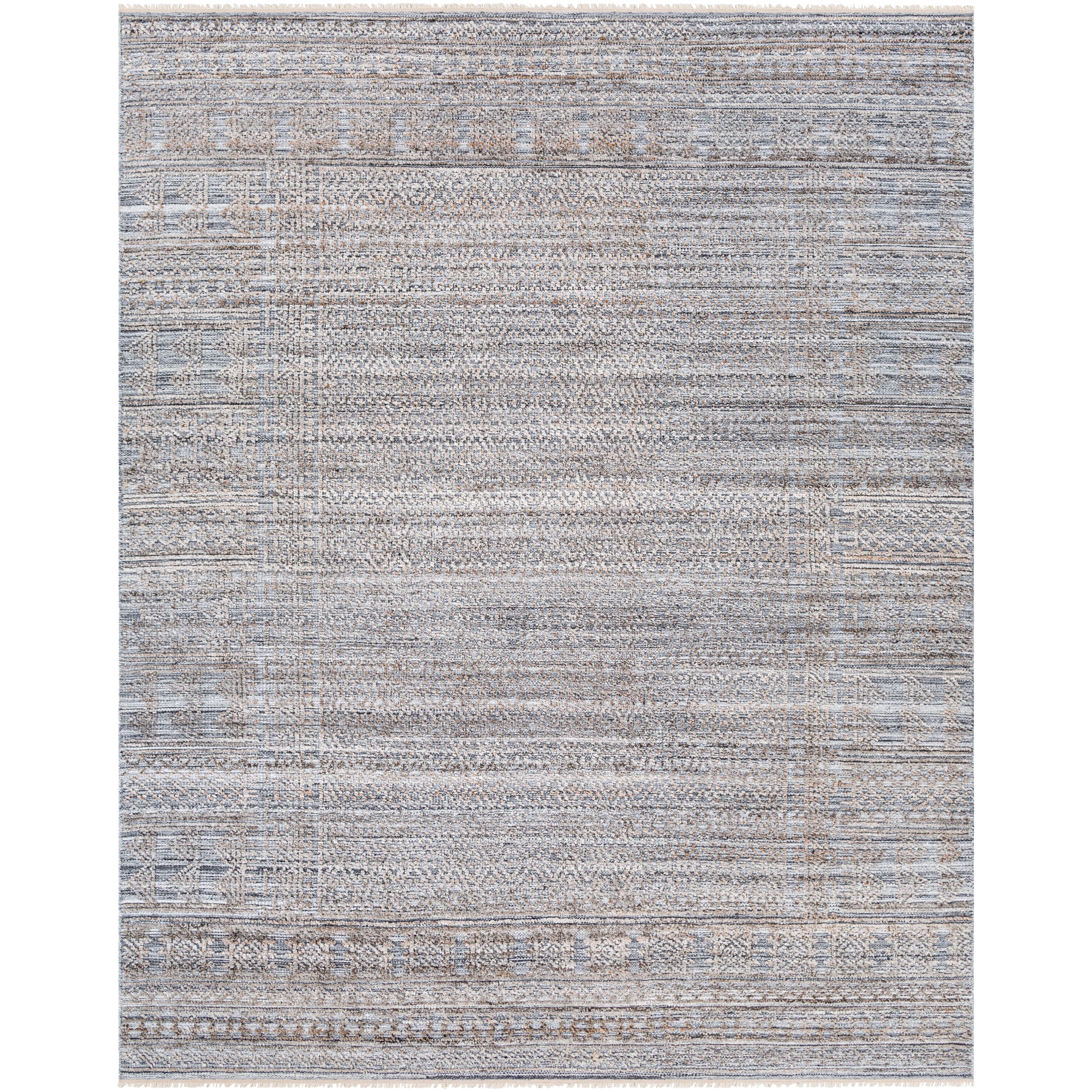 Featuring Pompei Charcoal Hand-Knotted Rug by Surya at Amethyst Home. Add a touch of rustic elegance to your home with the Pompei Collection. With their hand knotted construction, these rugs provide a durability that can not be found in other handmade constructions, and boasts the ability to be thoroughly cleaned as it contains no chemicals that react to wat.  Amethyst Home provides interior design, new home construction design consulting, vintage area rugs, and lighting in the Houston metro area.