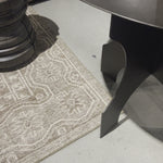 By the makers at Van Thiel, known for their antique-inspired pieces and hand-applied finishes. Solid iron with a textured bronze finish forms this unique, structured end table with industrial vibes.Overall Dimensions: 35.5"W x 35.5"L x 30"H Amethyst Home provides interior design, new home construction design consulting, vintage area rugs, and lighting in the San Diego metro area.