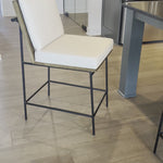 Fall in love with the back detailing of the Ross -- and stay for the comfort.  Beautiful iron base and wood details make this an unforgettable stool.Materials: Solid Oak, Iron, 92% Pl, 8% Li Amethyst Home provides interior design, new home construction design consulting, vintage area rugs, and lighting in the Newport Beach metro area.