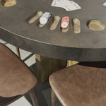 Handmade by skilled artisans, the Natural Brown Guanacaste Poker Table is aone-of-a-kind game that features a beautiful blend of hand-finished Guanacaste wood and metal that’s been aged through a manual, month-long process using natural elements to bring unique character to each piece. Includes built-ins for poker chips and drinks. Seats six. Amethyst Home provides interior design, new home construction design consulting, vintage area rugs, and lighting in the Alpharetta metro area.