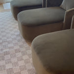 Thick, soft velvet and modern organic curves make this an unforgettable piece.  Perfect for a relaxing corner or pair together for the ultimate movie hangout.Overall Dimensions: 39.00"w x 58.50"d x 33.50"hWeight : 81.57 lbsMaterials : 76.8% Cotton, 23.2% Polyester, Pine Plywood, Solid Pine Amethyst Home provides interior design, new home construction design consulting, vintage area rugs, and lighting in the Washington metro area.