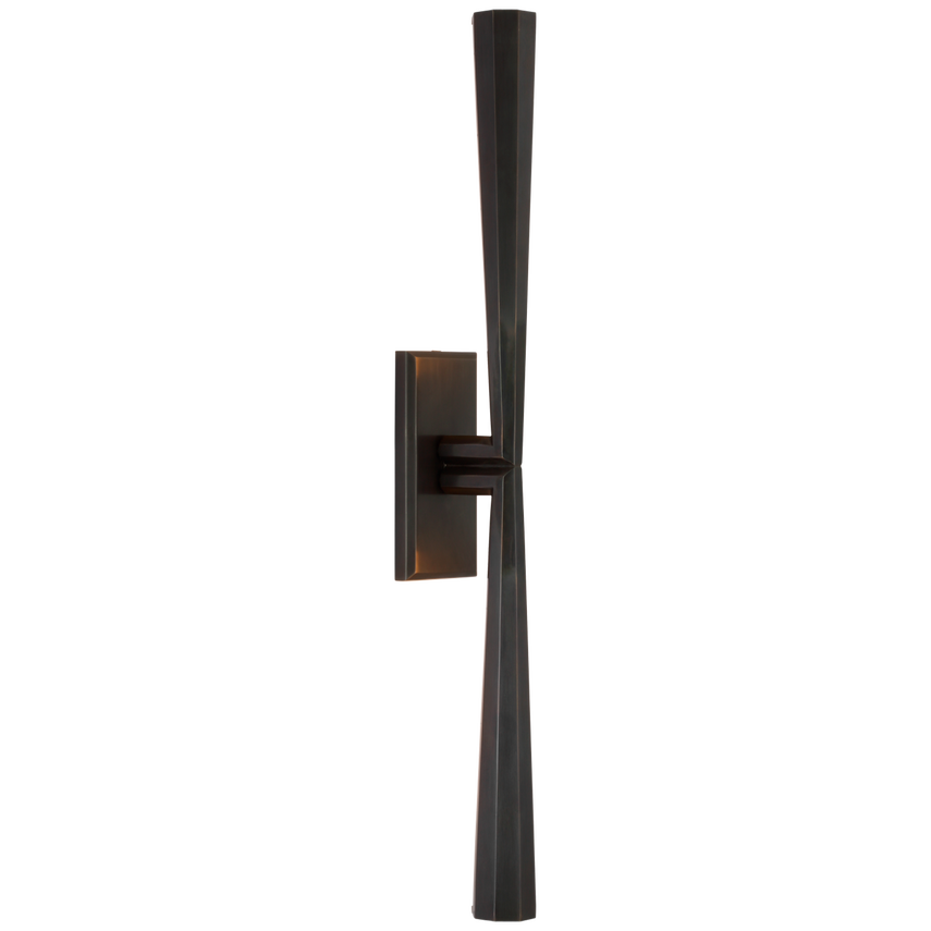 Featuring Galahad Linear Sconce by Visual Comfort at Amethyst Home. Eye-catching sleek metal lines define the Galahad by Thomas O'Brien. The minimalist aesthetic is at once modern and timeless, spanning sconces, chandeliers, and lanterns. Crafted from solid sculpted and welded brass, the refined fixtures will add a soft glow to rooms.Overall Dimensions: 3".  Amethyst Home provides interior design, new home construction design consulting, vintage area rugs, and lighting in the Park City metro area.