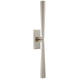 Featuring Galahad Linear Sconce by Visual Comfort at Amethyst Home. Eye-catching sleek metal lines define the Galahad by Thomas O'Brien. The minimalist aesthetic is at once modern and timeless, spanning sconces, chandeliers, and lanterns. Crafted from solid sculpted and welded brass, the refined fixtures will add a soft glow to rooms.Overall Dimension.  Amethyst Home provides interior design, new home construction design consulting, vintage area rugs, and lighting in the Salt Lake City metro area.