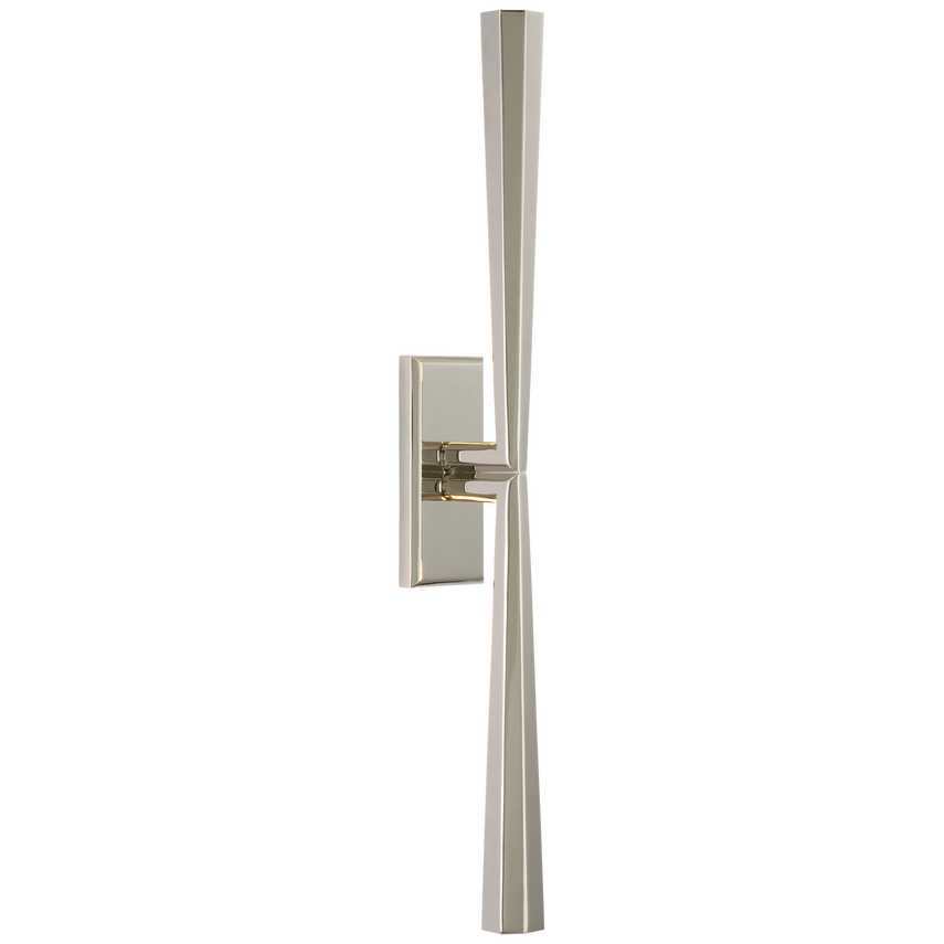 Featuring Galahad Linear Sconce by Visual Comfort at Amethyst Home. Eye-catching sleek metal lines define the Galahad by Thomas O'Brien. The minimalist aesthetic is at once modern and timeless, spanning sconces, chandeliers, and lanterns. Crafted from solid sculpted and welded brass, the refined fixtures will add a soft glow to rooms.Overall Dimension.  Amethyst Home provides interior design, new home construction design consulting, vintage area rugs, and lighting in the Salt Lake City metro area.