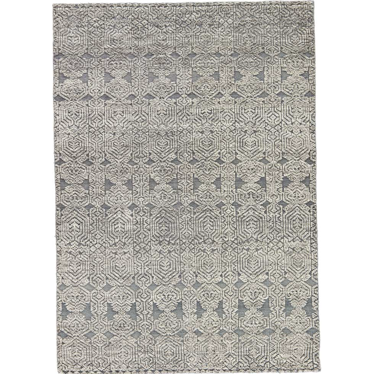 Featuring Reign Steel Grey/Grey Morn Hand-Knotted Rug by Jaipur Living at Amethyst Home. Classic medallion motifs deliver grand style with the Reign Collection. Each hand-knotted rug is detail rich in its repeating patterns, and exquisitely-crafted for durability and comfort.
Hand-Knotted100% WoolREI01
Wool will look great for a long time just by vacuumi.  Amethyst Home provides interior design, new home construction design consulting, vintage area rugs, and lighting in the Kansas City metro area.