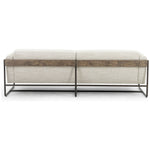 Featuring Ella 91" Sofa - Gable Taupe by Four Hands at Amethyst Home. Neutral gone novel with this Ella 91" Sofa - Gable Taupe. Taupe-colored upholstered seating is suspended by top-grain leather straps with handcrafted fastens, for an airy look. Solid rubberwood paneling wraps the frame’s entirety, while a black iron base lends lightness and contrast.
Overal.  Amethyst Home provides interior design, new home construction design consulting, vintage area rugs, and lighting in the Austin metro area.