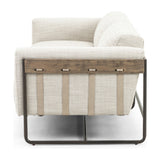 Featuring Ella 91" Sofa - Gable Taupe by Four Hands at Amethyst Home. Neutral gone novel with this Ella 91" Sofa - Gable Taupe. Taupe-colored upholstered seating is suspended by top-grain leather straps with handcrafted fastens, for an airy look. Solid rubberwood paneling wraps the frame’s entirety, while a black iron base lends lightness and contrast..  Amethyst Home provides interior design, new home construction design consulting, vintage area rugs, and lighting in the Newport Beach metro area.