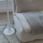 Inspired by textiles from the Tullu region in Morocco, the Alpine brings texture and versatility to both global and modern spaces. Crafted of natural wool, the hand-knotted Ammil rug features a plush, ridged feel and an asymmetrical trellis design in cream and black tones.  Hand-Knotted 100% Wool ALP03 Alpine Ammil Rug