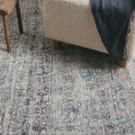 Touting richly saturated colors and a distressed pattern, the Billie Collection captures the look of a well-worn antique rug at a remarkable value. Reminiscent of one-of-a-kind rugs, this Amber Lewis x Loloi collection features random variations in color that render no two pieces exactly alike, creating up to 30% variance in color.  BIL-05 AL Denim / Blush