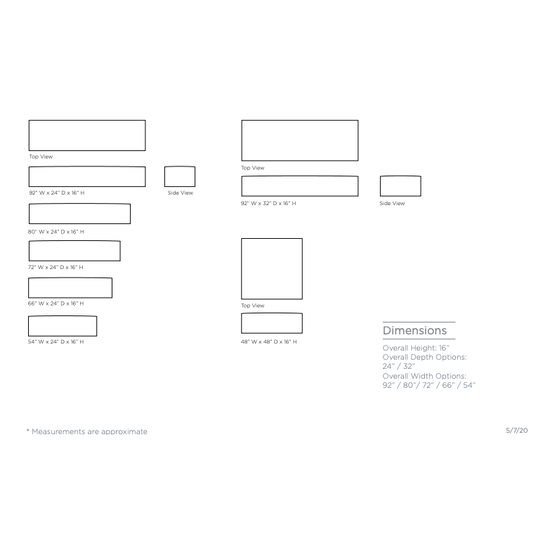 A Verellen best-seller, the Adrian Ottoman family is a multi-tasking champ as an ottoman or a seat.  Standard options include:  tight seat foam down construction slipcovered and upholstered available double needle stitch detail sits on glides Overall Height: 16"