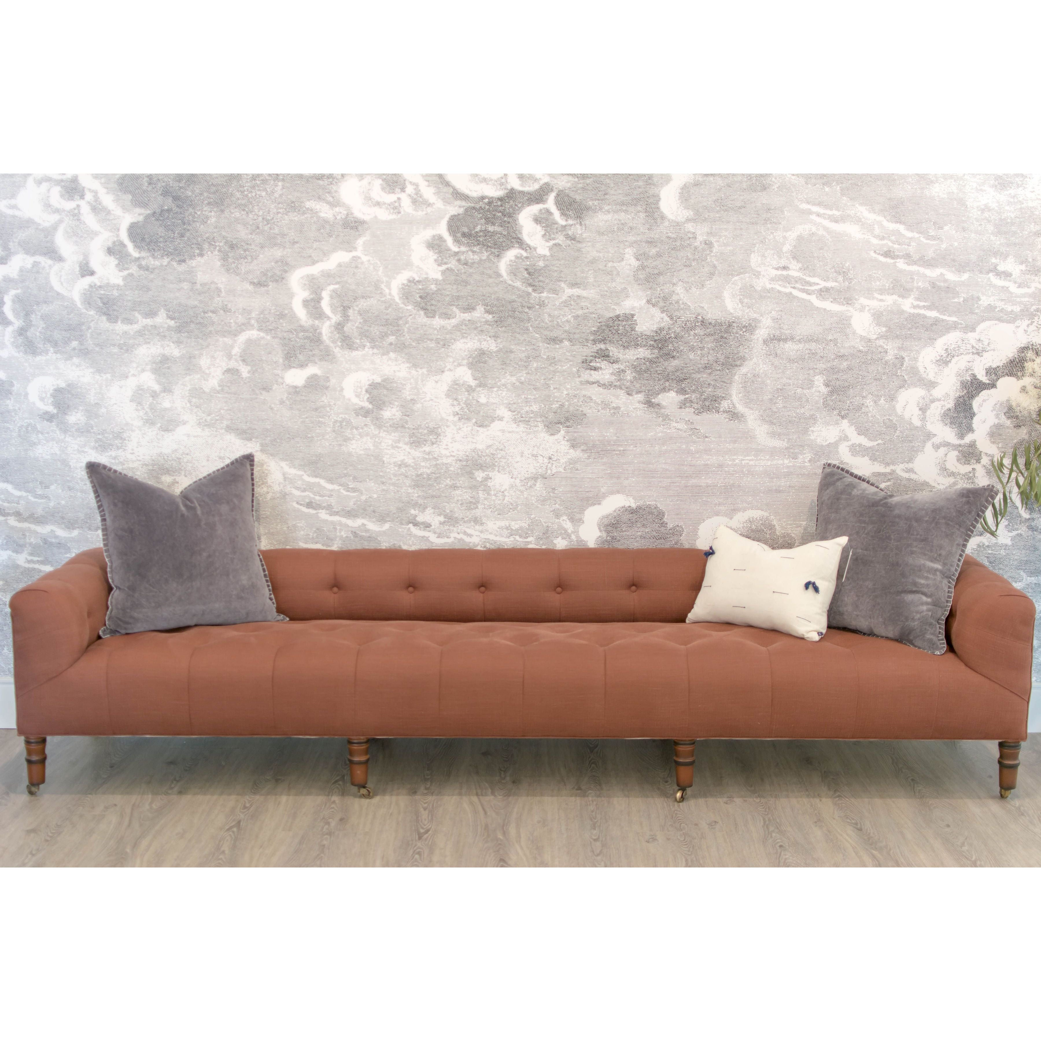 Featuring JD Field Bench with Back - Upholstered by Cisco Brothers at Amethyst Home. This JD Field Bench with Back - Upholstered is a glorious, tufted field bench on casters with leaps of old world meets modern style! A design collaboration between Cisco Home x John Derian. As shown in JD Vintage Steel 100% Linen.
Overall: 72"W x 22"H x 27"DSitting Space: 58. Amethyst Home provides interior design, new home construction design consulting, vintage area rugs, and lighting in the Austin metro area.