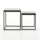 Featuring Harlow Nesting Tables - Set of 2 by Four Hands at Amethyst Home. Spare beauty, casual elegance. A gunmetal-finished Parsons base with hand-rubbed, dimensional edges supports two rough-hewn bluestone slabs that feel found and perfectly placed.
Dimensions: Large 20"W x 16"L x 19"H  ; Small 17"W x 13.5"L x 16"HColors: Gunmetal, BluestoneMateri.  Amethyst Home provides interior design, new home construction design consulting, vintage area rugs, and lighting in the Salt Lake City metro area.