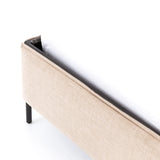 Featuring Leigh Upholstered Bed - Palm Ecru by Four Hands at Amethyst Home. Safari styling gets a modern reboot with this Leigh Upholstered Bed. Linen-blend upholstery of neutral taupe lays a texture-rich base for a forward-thinking bedroom look. Brown leather straps secure decorative headboard pillows, suspended for eye-catching effect. Box spring require.  Amethyst Home provides interior design, new home construction design consulting, vintage area rugs, and lighting in the Nashville metro area.