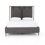 Featuring Leigh Upholstered Bed - San Remo Ash by Four Hands at Amethyst Home. The black straps on this Leigh San Remo Ash Upholstered Bed give any bedroom a stylish, modern look. 
Queen Size: 65"W x 84.5"L x 60.25"HKing Size: 80.75"W x 84.5"L x 60.25"H
Colors: San Remo Ash, Distressed Black, Waxed Black (pc)Materials: 100% Polyester, 85% Pl, 15% Pu, Iron.  Amethyst Home provides interior design, new home construction design consulting, vintage area rugs, and lighting in the Alpharetta metro area.