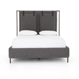 Featuring Leigh Upholstered Bed - San Remo Ash by Four Hands at Amethyst Home. The black straps on this Leigh San Remo Ash Upholstered Bed give any bedroom a stylish, modern look. 
Queen Size: 65"W x 84.5"L x 60.25"HKing Size: 80.75"W x 84.5"L x 60.25"H
Colors: San Remo Ash, Distressed Black, Waxed Black (pc)Materials: 100% Polyester, 85% Pl, 15% Pu, Iron.  Amethyst Home provides interior design, new home construction design consulting, vintage area rugs, and lighting in the Alpharetta metro area.