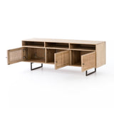 Featuring Carmel Media Console - Natural Mango by Four Hands at Amethyst Home. We love the organic feel of this Carmel Natural Mango Media Console. The shelves and posterior cord management make this the perfect media console for families wanting extra storage, while also adding a mid-century look to the room. 
Overall Dimensions: 65"W x 18"L x 24"H
Colors:.  Amethyst Home provides interior design, new home construction design consulting, vintage area rugs, and lighting in the Monterey metro area.
