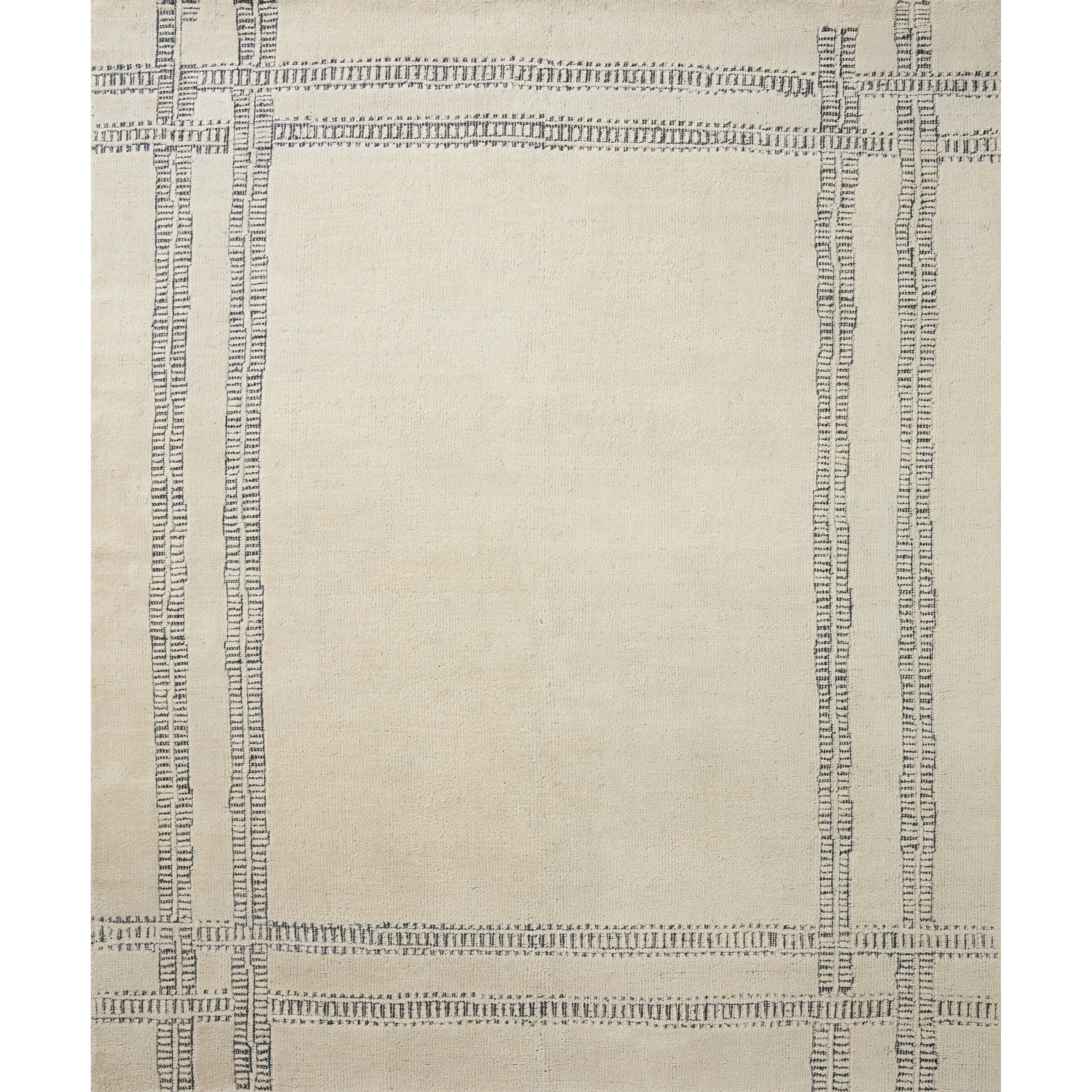 Featuring Carrier & Company x Loloi Milton Ivory / Ink Rug by Loloi at Amethyst Home. Carrier & Company x Loloi Milton Ivory / Ink Rug uses a banding detail to express the rich and plush pile. The addition of jute to the wool and cotton rugs creates a luxurious density that can be both seen and felt. As a simple border detail, a graphic plaid, or an over-sc.  Amethyst Home provides interior design, new home construction design consulting, vintage area rugs, and lighting in the Monterey metro area.