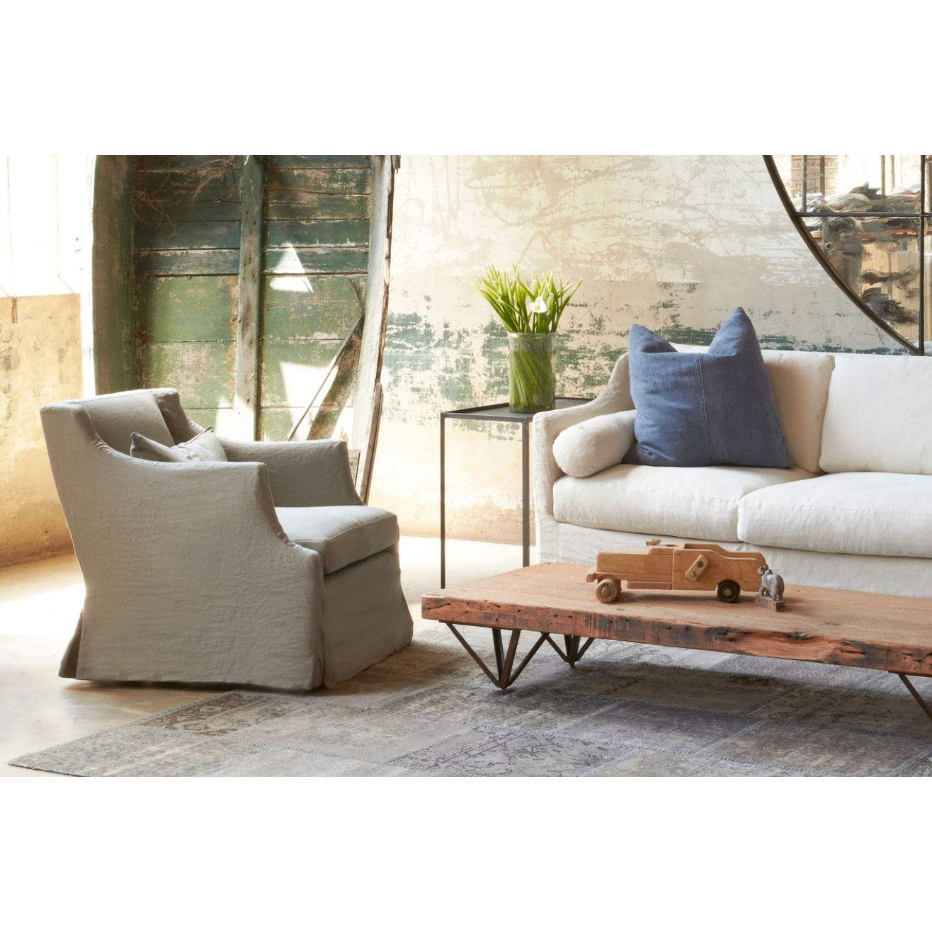 Featuring Amalia Slipcovered Chair by Cisco Brothers at Amethyst Home. The Amalia Slipcovered Chair by Cisco Home is a beautiful piece that adds a touch of elegance to your living room. This piece boasts a graceful waterfall skirt and sloping arm. With a soft-edge support and lush pillow, the Amalia embodies both style and comfort.
Overall: 29"w 34"d 33. Amethyst Home provides interior design, new home construction design consulting, vintage area rugs, and lighting in the Laguna Beach metro area.