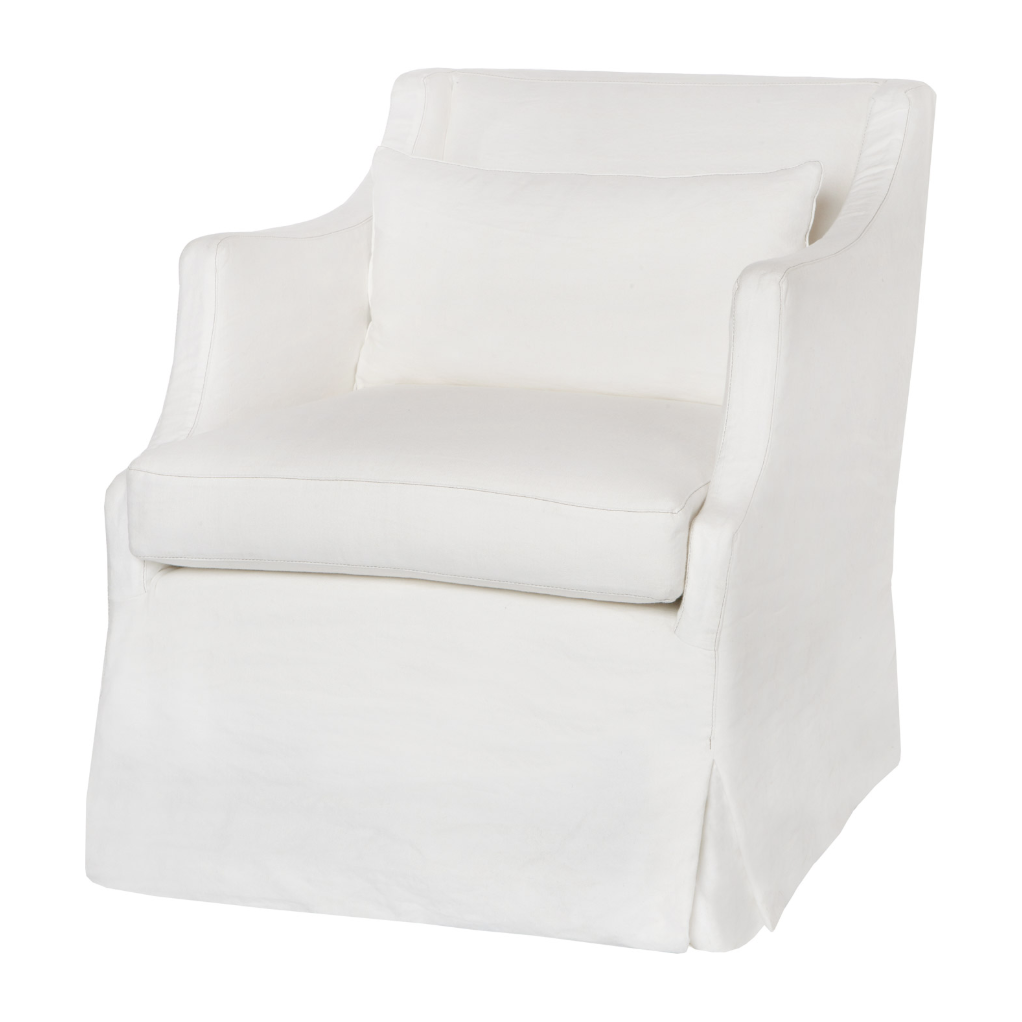 Featuring Amalia Slipcovered Chair by Cisco Brothers at Amethyst Home. The Amalia Slipcovered Chair by Cisco Home is a beautiful piece that adds a touch of elegance to your living room. This piece boasts a graceful waterfall skirt and sloping arm. With a soft-edge support and lush pillow, the Amalia embodies both style and comfort.
Overall: 29"w 34"d 33"hSi. Amethyst Home provides interior design, new home construction design consulting, vintage area rugs, and lighting in the Portland metro area.