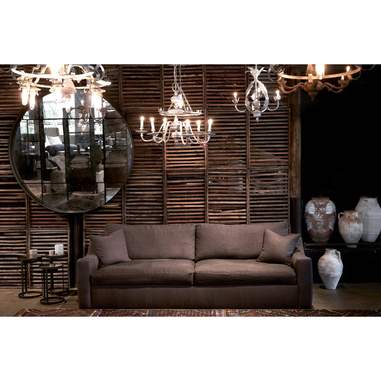 Featuring Grant Upholstered 108" Sofa by Cisco Brothers at Amethyst Home. We love the unique, modern shape of this Grace 108" Sofa by Cisco Home. With the bench seat and curve shape, this will elevate your living space for years to come!
Overall: 108"w x 40"d x 28"hSitting Space: 82"w x 24"dSeat Height: 17"hArm Height: 20". Amethyst Home provides interior design, new home construction design consulting, vintage area rugs, and lighting in the Salt Lake City metro area.